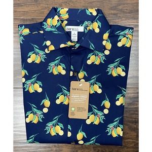 Bar III Men's Small Slim Fit Stretch Long Sleeve Short Organic Cotton Blue